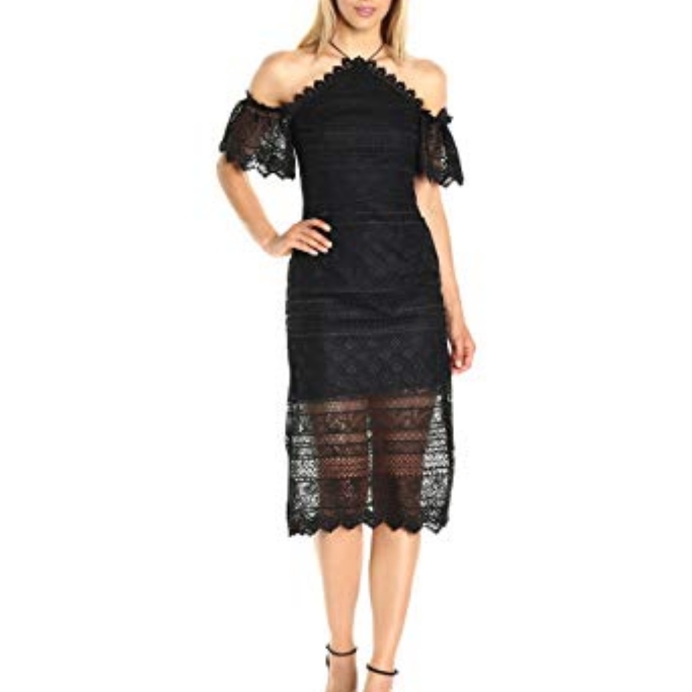 AMUR Tamara Open Shoulder Lace Dress